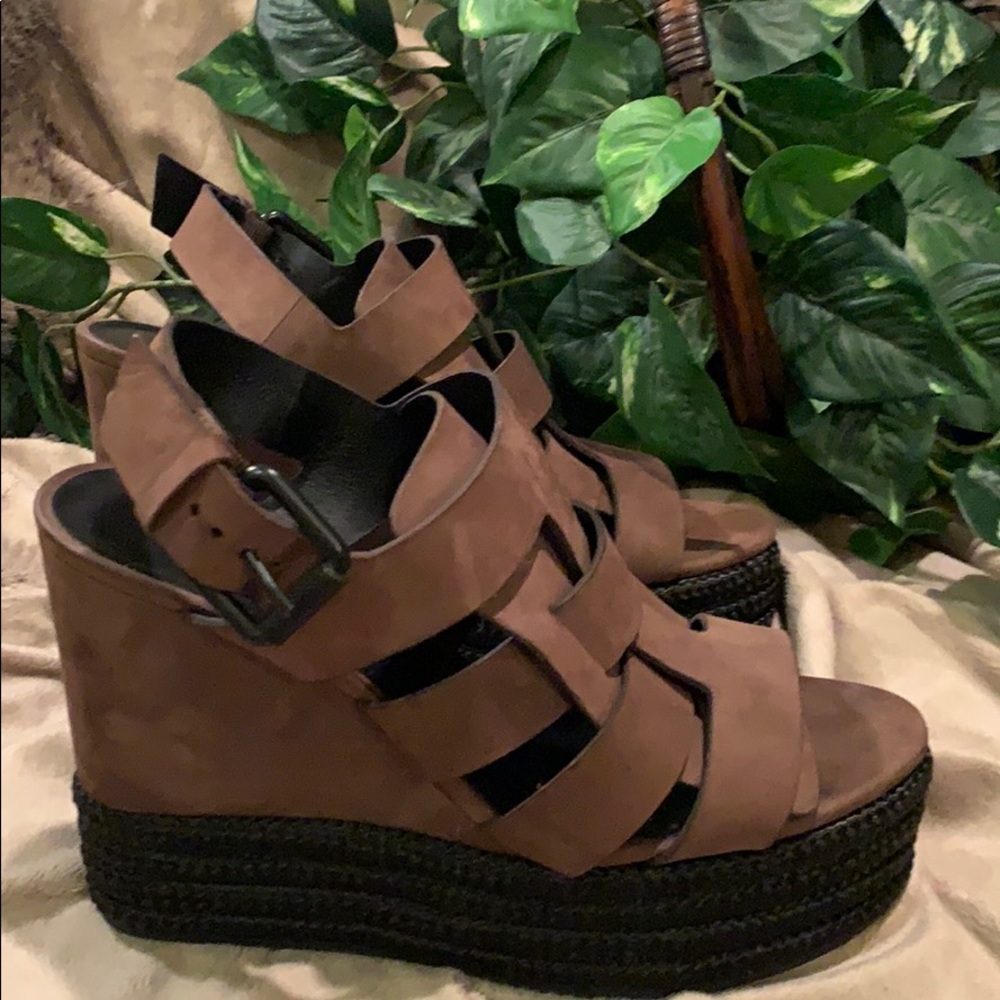 All Saints Marzee Two Tone Platform Wedge Sandal - Picture 9 of 16